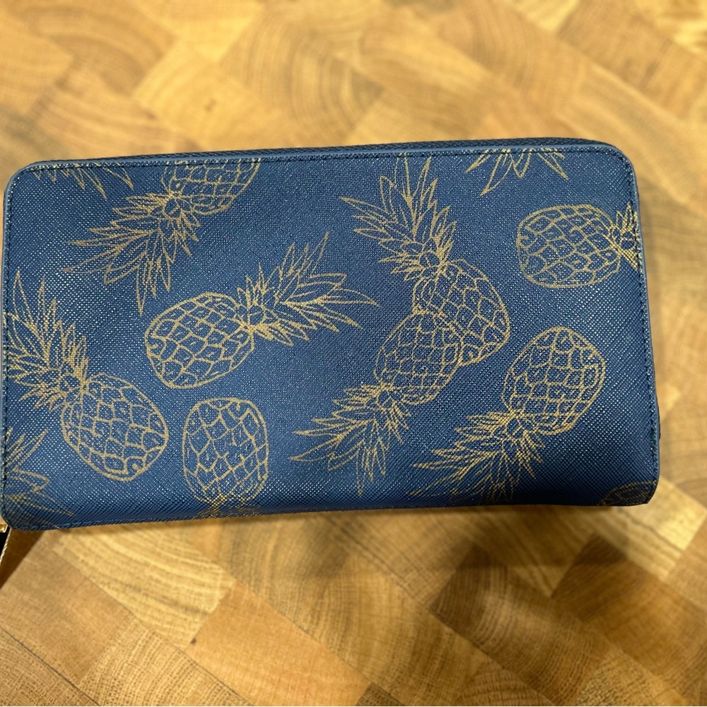 Deux Lux with Navy Gold Pineapple Print Wallet